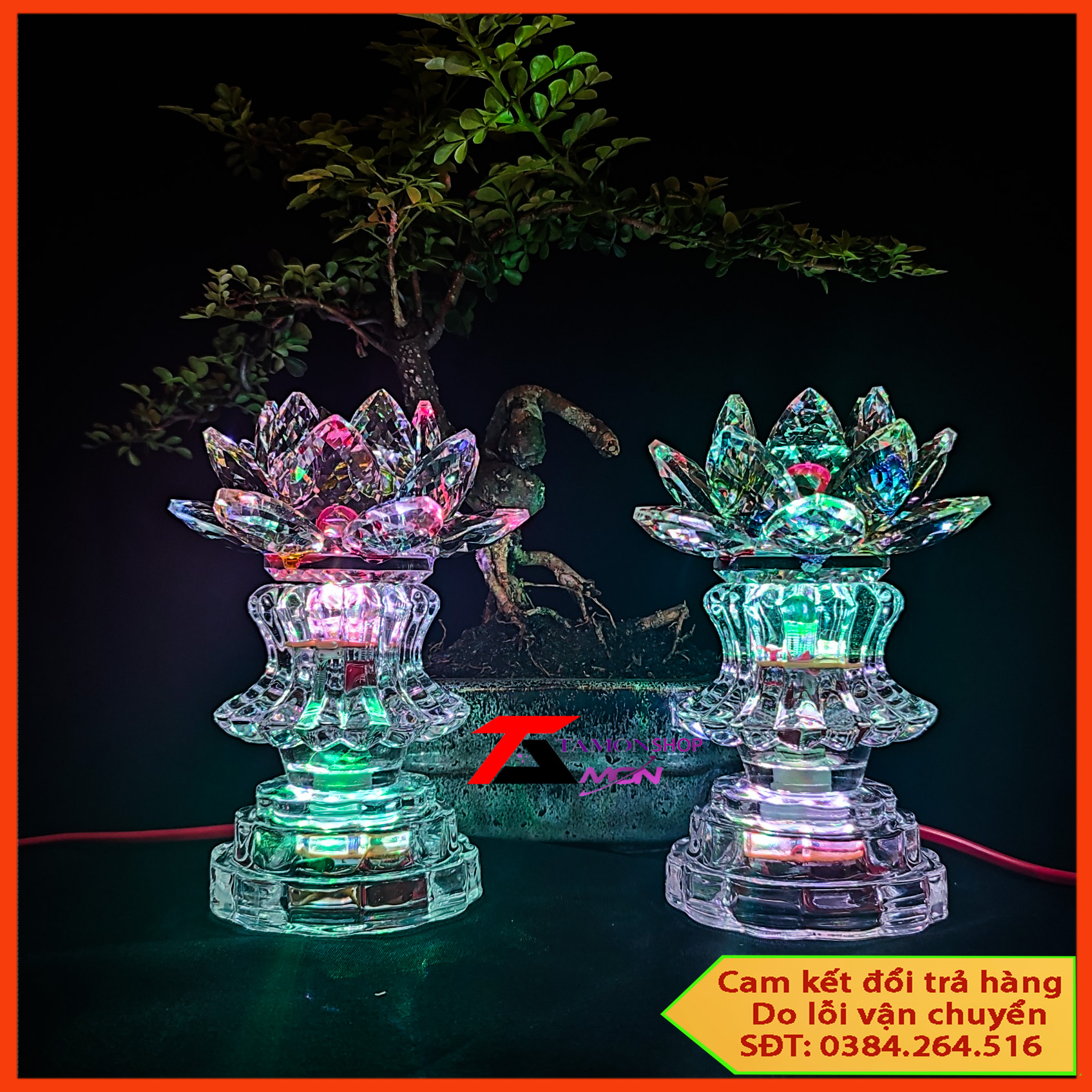 [GIÁ 1 CẶP] Cặp pha lê trang trí tủ thờ, thờ phật, pha lê thờ cúng, cặp pha lê phong thủy (PL44)