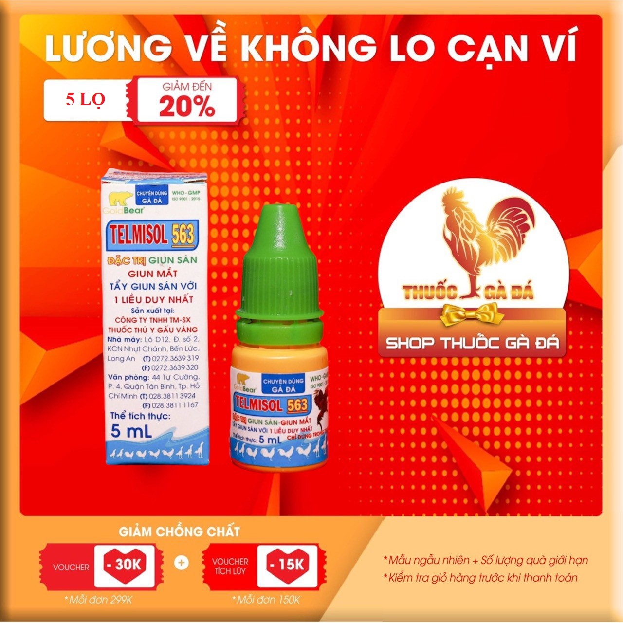 TELMISOL 563 Thuốc tẩy giun sán, giun mắt gà đá 5ML