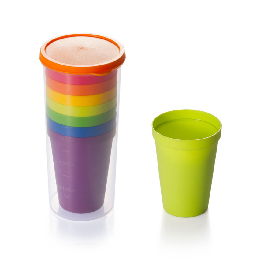 7pcs/Set Of Mugs Reusable Multi Colors Plastic Cups Portable Rainbow Drinking Cup Picnic Tourism Coffee Tea Cup