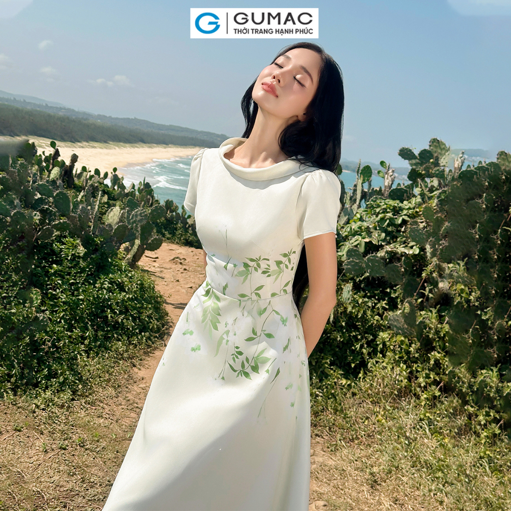 Đầm A cổ cách điệu thời trang GUMAC DE04042