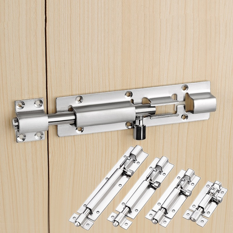 Stainless Steel Thickened Sliding Door Latch Door Bolt Gate Barrel Bolts Safety Lock Hardware With Screw