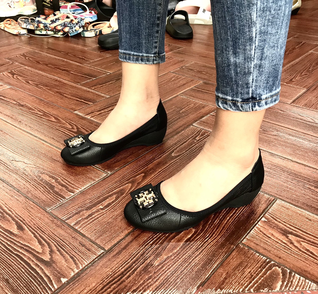 Giầy Nữ Đế Xuồng Da Thật Cao 4cm