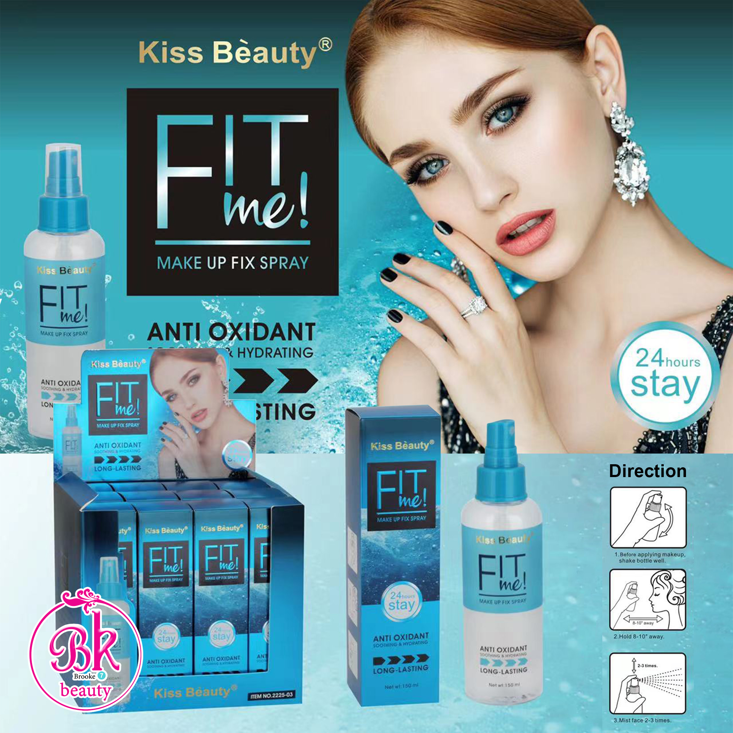 Kiss Beauty สเปรย์เซ็ตเครื่องสำอาง สเปรย์ล็อคเมคอัพ มอยซ์เจอไรเซอร์ สูตรเข้มข้น บำรุงผิวและให้