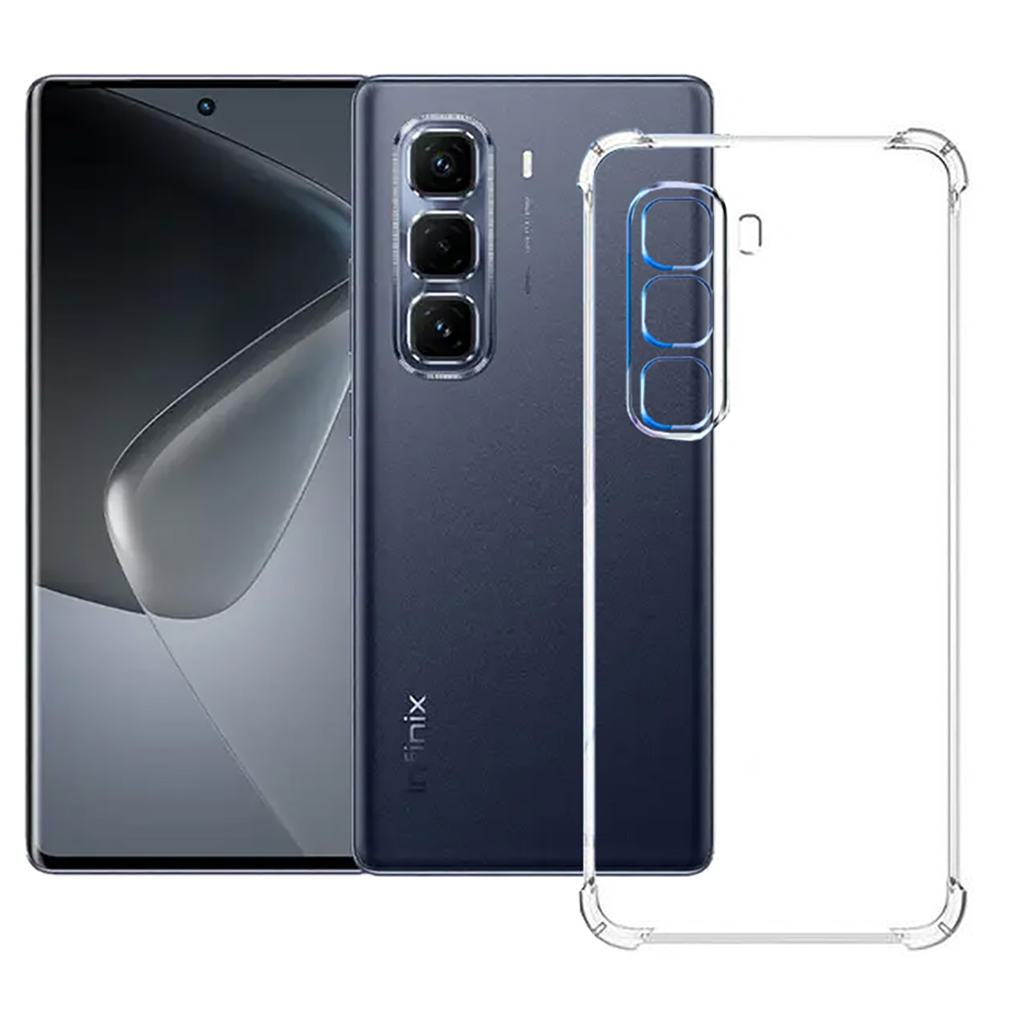 Infinix Hot 50 Pro Plus Back Cover Transparent Extra Bumper Anti Shock Soft Crystal Clear Case For Hot 50 Pro Plus. 