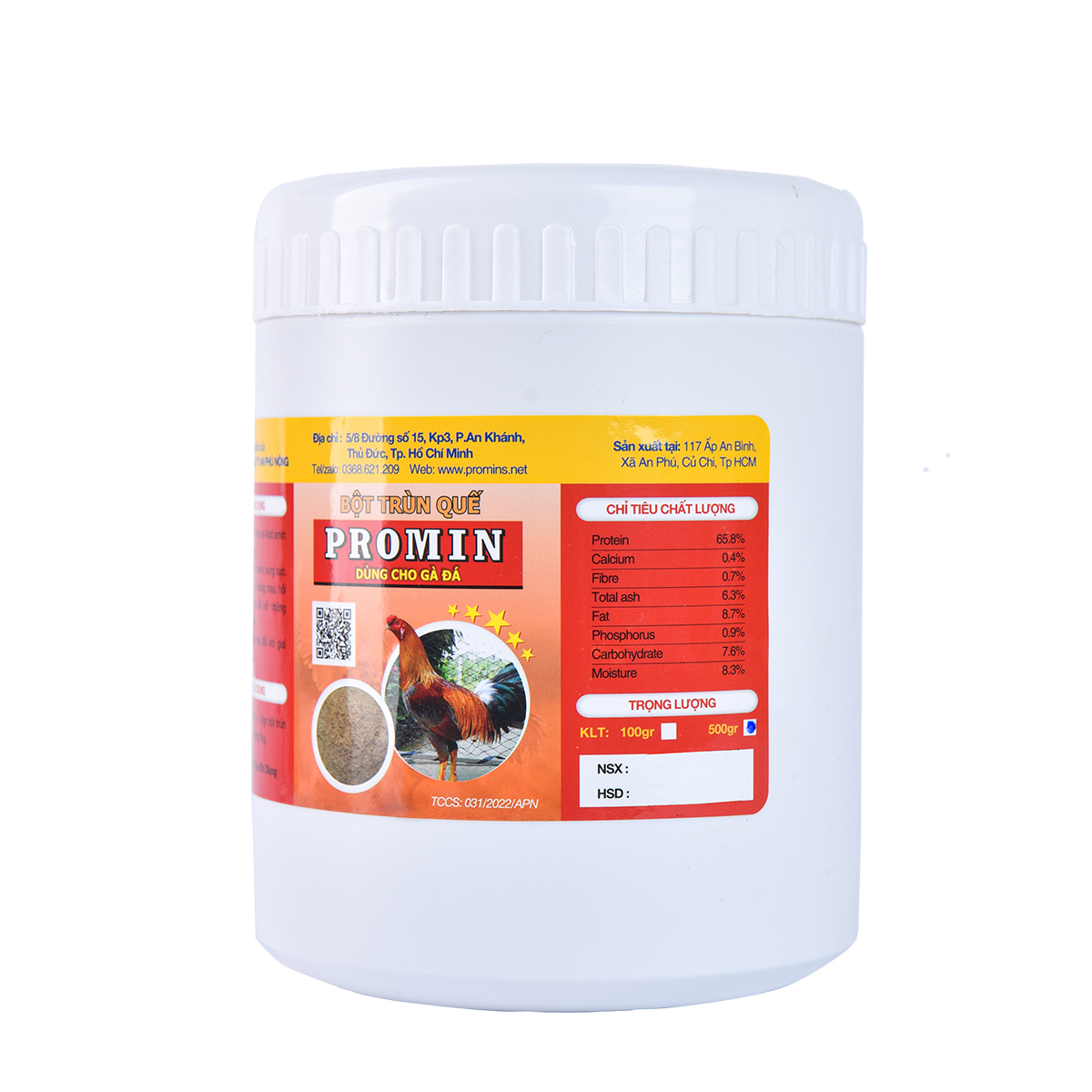 Bột trùn quế promin cho gà đá hộp 500gr