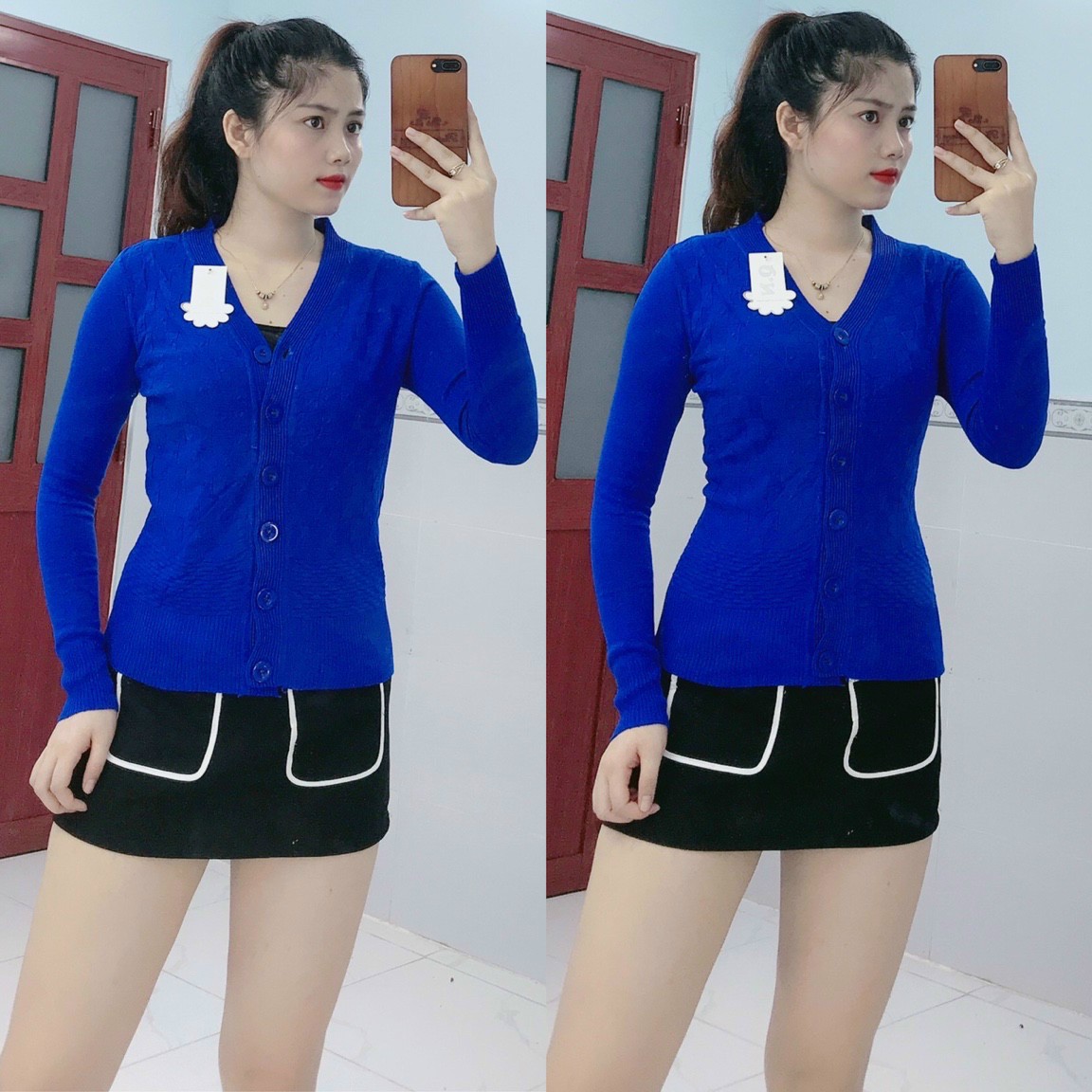 Áo khoác len nữ cardigan 6 nút tay dài