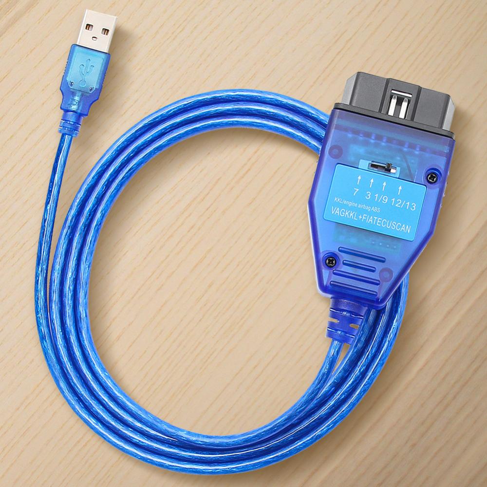 【New Arrival】ECUSCAN USB Diagnostic Interface FT232RL Chip OBD2 Code Reader with 4 Way Switch Car ECU Scan Tool for VAG KKL Fiat