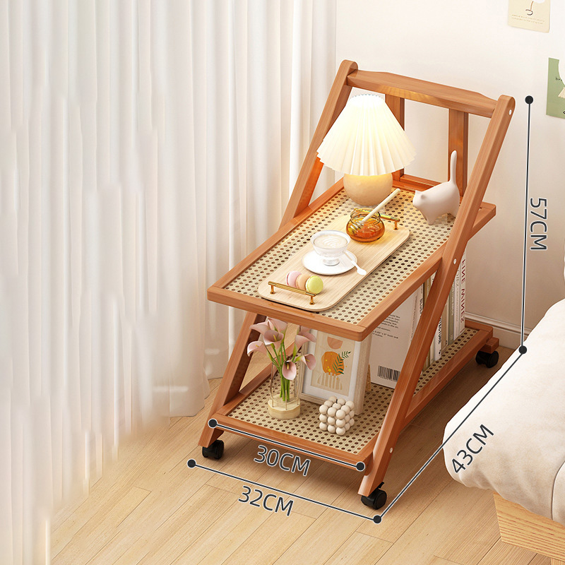 New Chinese coffee table, living room, 2024 new movable simple shelf, household creative leisure trolley, side table