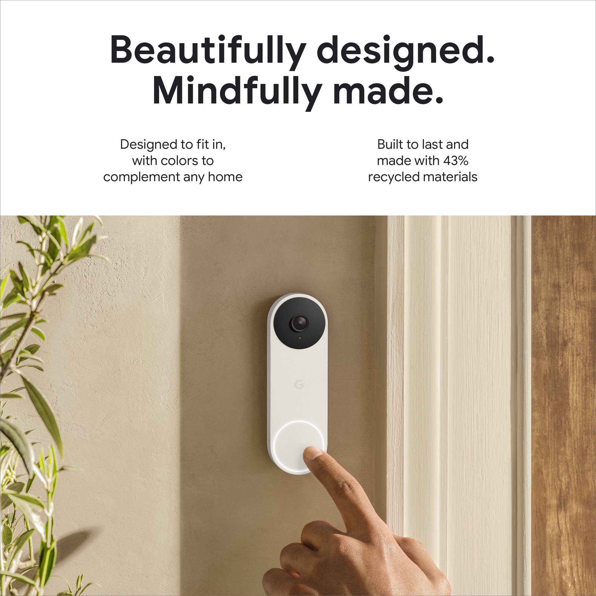 Google Nest Doorbell (Wired, 2nd Gen) Wired Video Security Camera