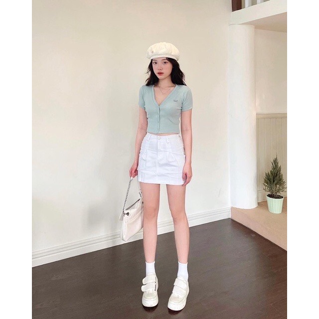 [VOUCHER 12%/149K] MONÁ - Áo croptop cổ tim - BORIM TOP XANH CỐM/TRẮNG/ĐEN