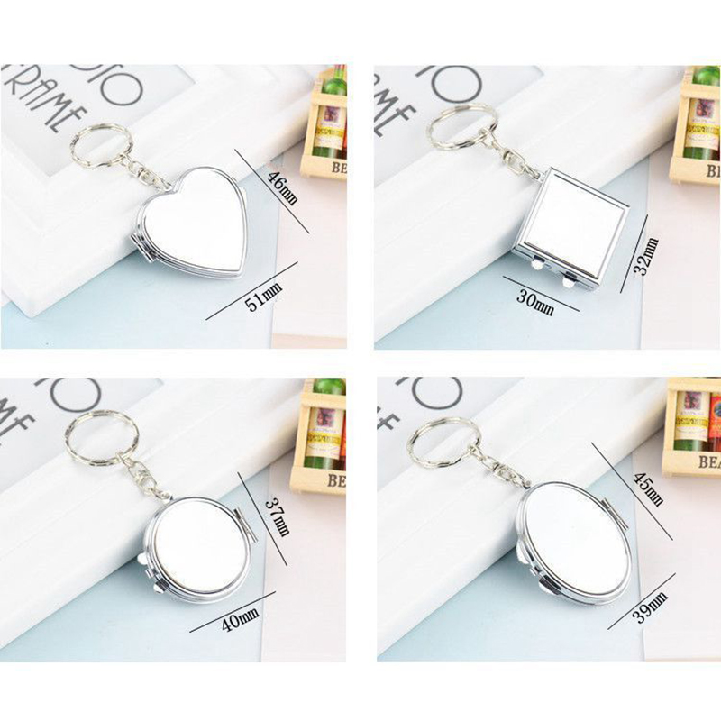 Travel Vanity Mirror Mini Round Mirror Portable Makeup Mirror Keychain Mirror Double-Sided Folding Mirror