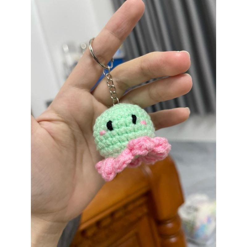 Móc khoá bạch tuộc len mini handmade Women Móc Khóa Móc Chìa Khoá