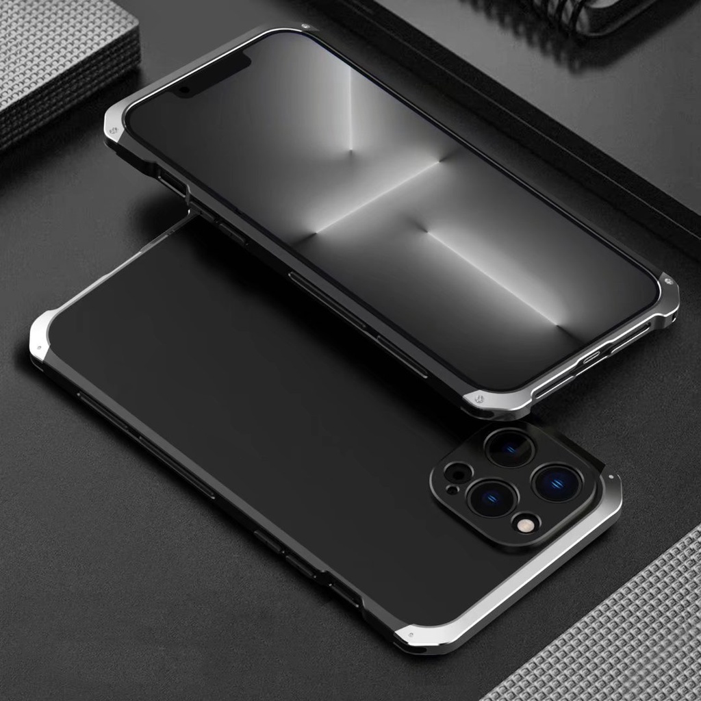 Shockproof Armor Aluminum Metal Case Compatible For iPhone 15 Pro Max 14 Plus 13 12 Mini Color Bumper Matte Plastic Back Cover Camera Protective Phone Cover