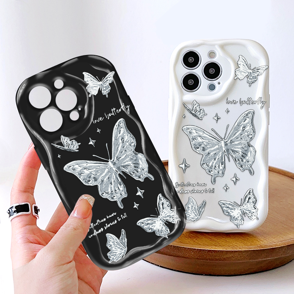 FELMYST%20for%20Honor%2020%20Huawei%20Nova%205T%20Back%20Cover%20Silver%20Butterfly%20Pattern%20Soft%20Texture%20Wavy%20Edge%20Silicone%20Phone%20Case%20-%20Image%204
