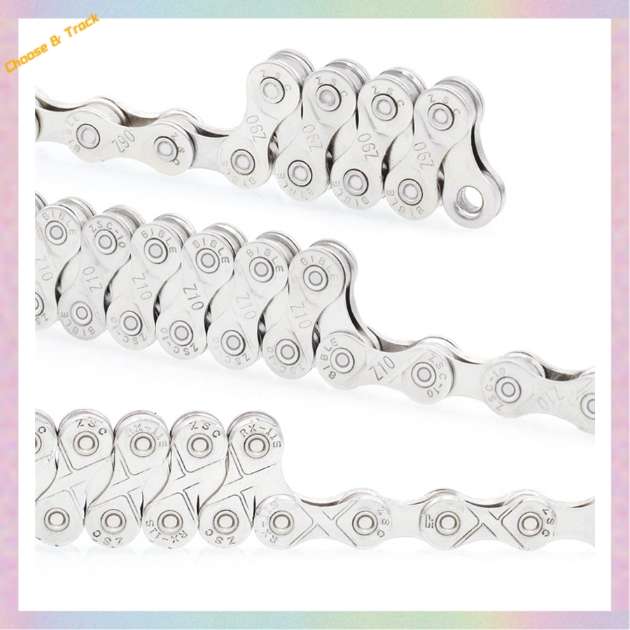 【Shop with Confidence】 HOT 2023 Style Stainless Steel 6/ 7/ 8 /9 /10 /11/12 Speed Mountain Bike Chain Mountain Bike Fully Electroplated Silver Chain.