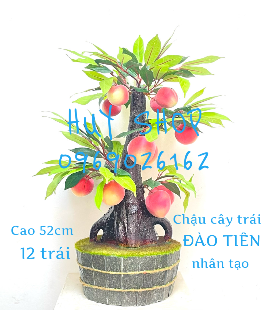 Chậu cây Trái ĐÀO TIÊN nhân tạo trang trí nhà cửa