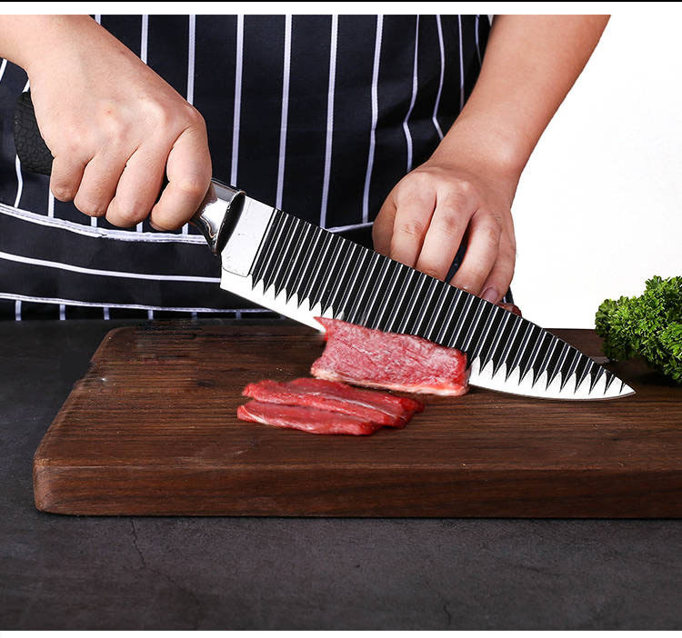 Set of 2 knife kitchen Jie.Lan.Shi blade wavy super sharp design smart anti-sticking effect