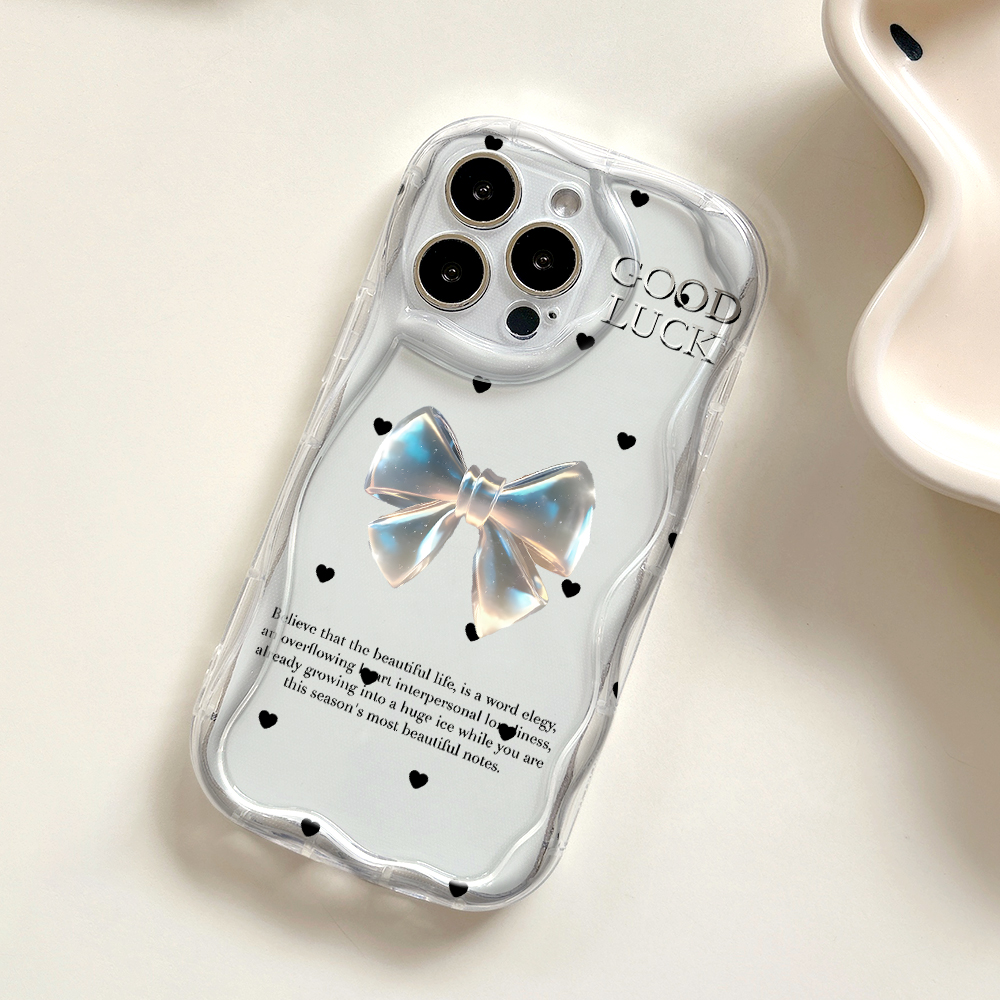 Jizetin for Redmi 9A Back Cover Luck Butterfly Bow Cream Wavy Edge Soft Silicone Phone Case. 