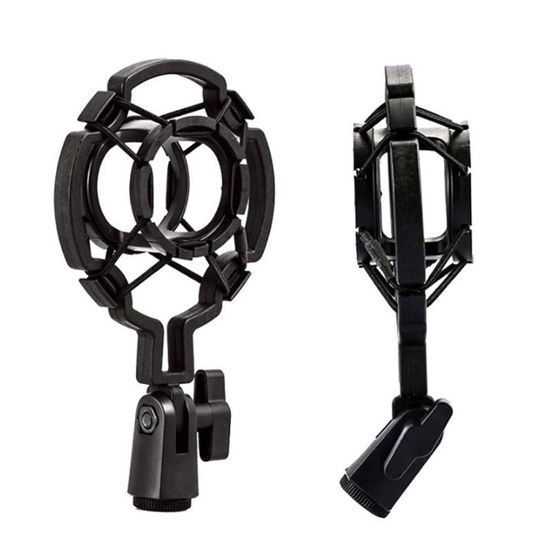 [Eqrbtl] Universal Professional Condenser Microphone Mic Shock Mount Holder Studio Recording Bracket For Large Diaphram Mic Clip Black