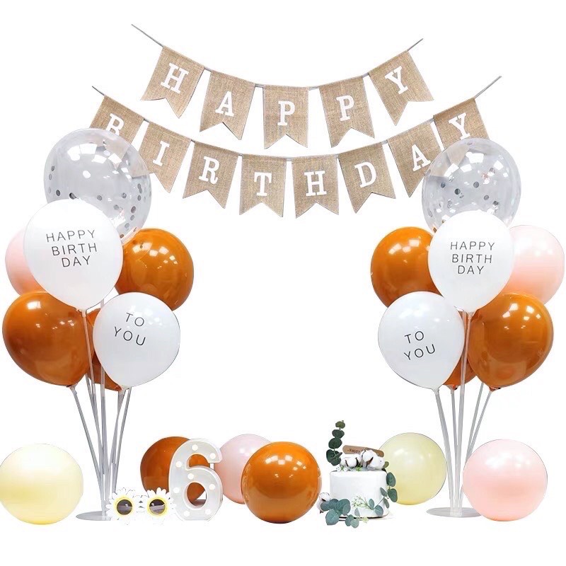 Set Trang Trí Kiểu hàn Quốc Đơn Giản ( Khuyễn Mãi Khủng Tặng Bơm + keo + mũ sinh nhật)