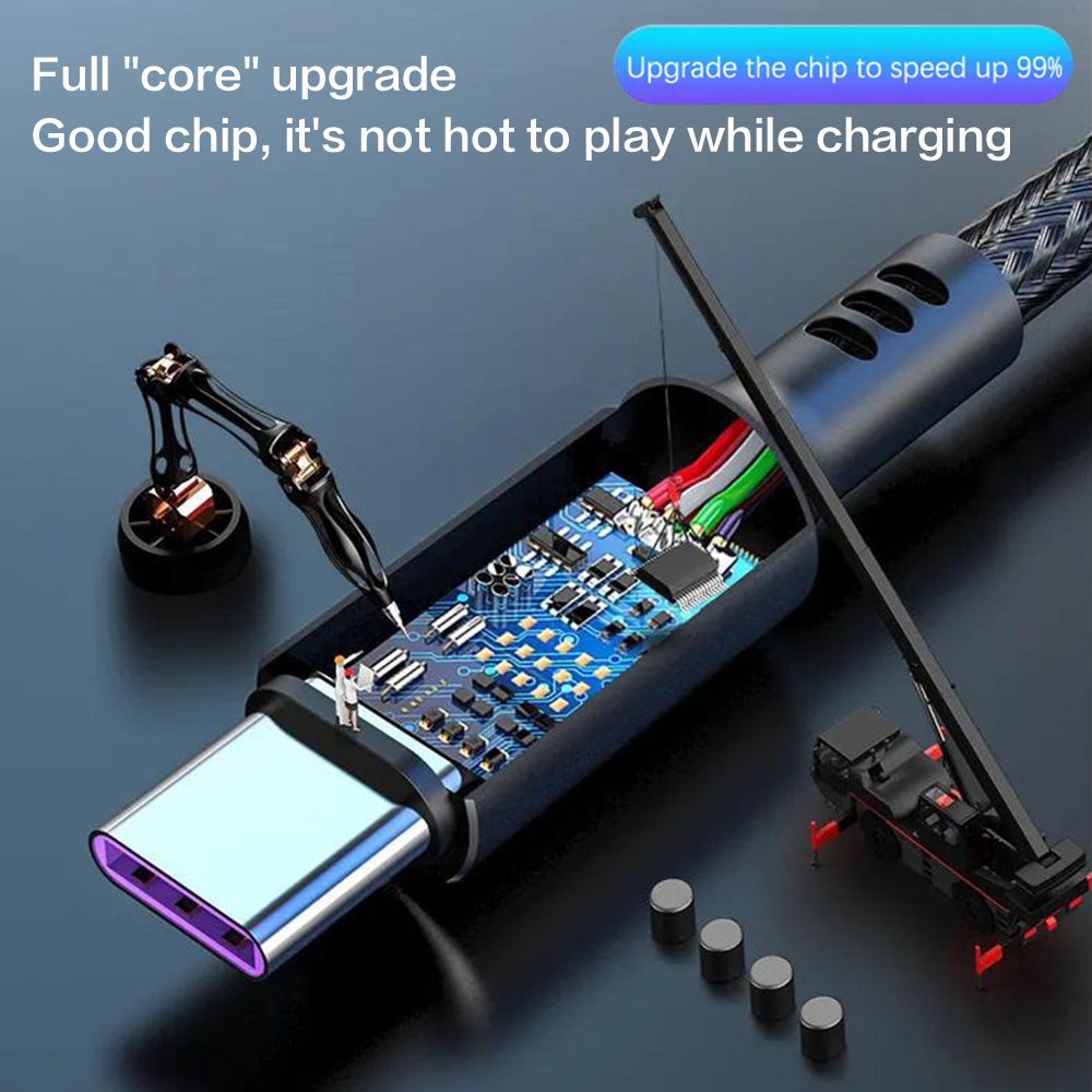VAORLO 5A USB Charging Cable Phone Charging Cord Micro USB/Lightning/Type C Cable  Charger Cord Compatible With infinix Xiaomi Iphone Cable Quick Charge Phone Accessories USB C Fast Charge Cable