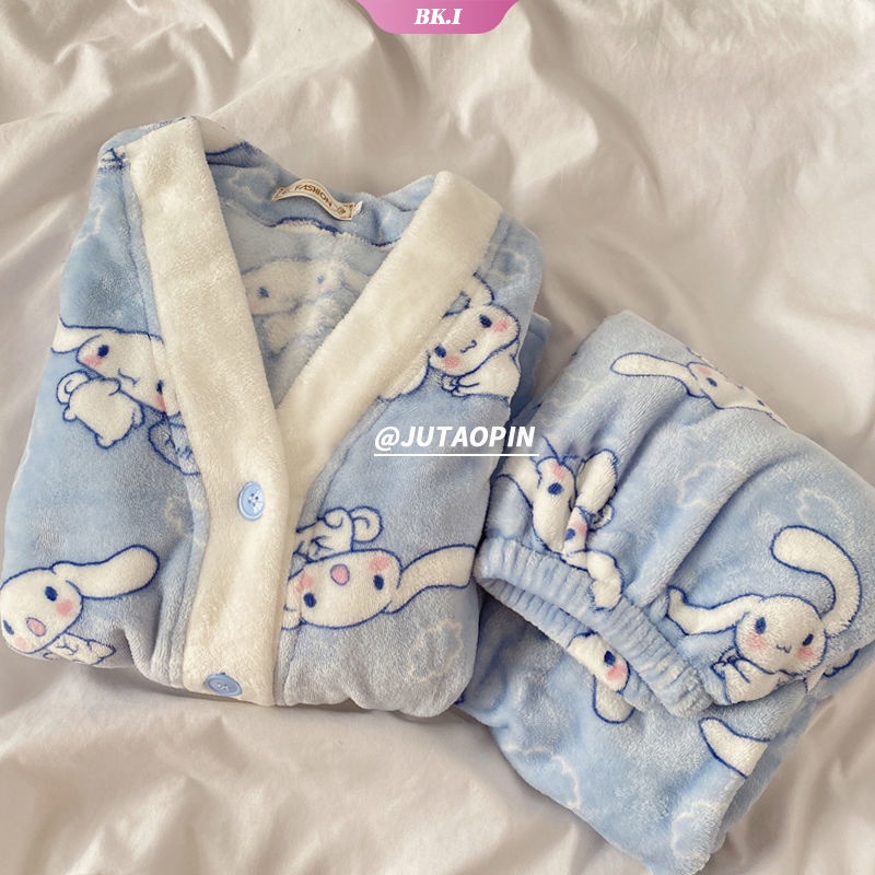 Kawaii Sanrio Cinnamoroll Cute Pajamas Thickened Tracksuit Suit