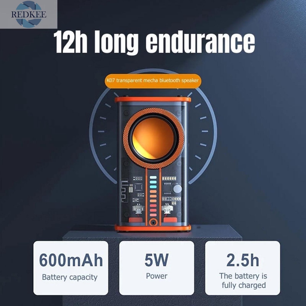 Loa bluetooth 5.0 k07 Có Đèn led 3 Chế Độ Rảnh Tay