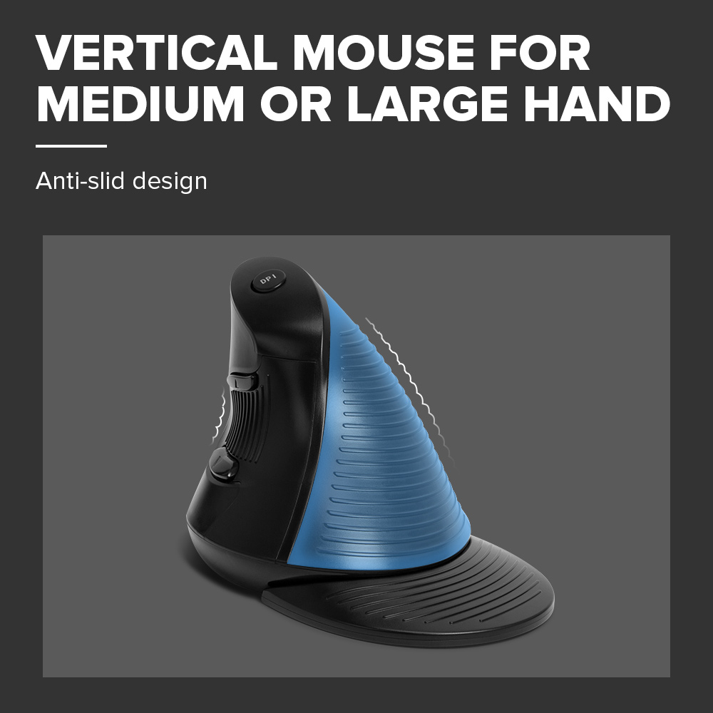 Delux M618 BU Ergonomic Vertical Mouse 6 Buttons 800 1200 1600 DPI Optical Right Hand Mice with Wrist mat For PC Laptop. 