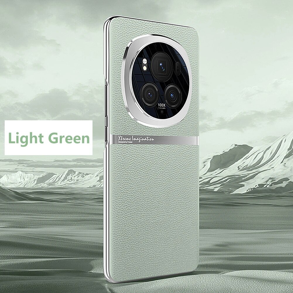 Da nguyên bản trường hợp đối với Honor ma thuật 6 Pro vỏ lưng chống sốc mạ Bumper cho Huawei magic6 Pro Ốp điện thoại di động PC cứng