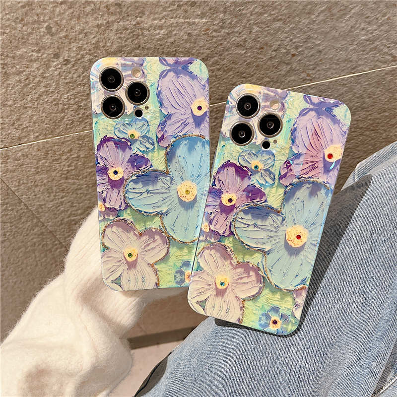 Phone Cases For Redmi Note 13 Pro 5G Back Case Soft Blue Light Oil Painting Flower Silicone Anti Shock for Redmi Note13 Pro Plus Phone Casing. 