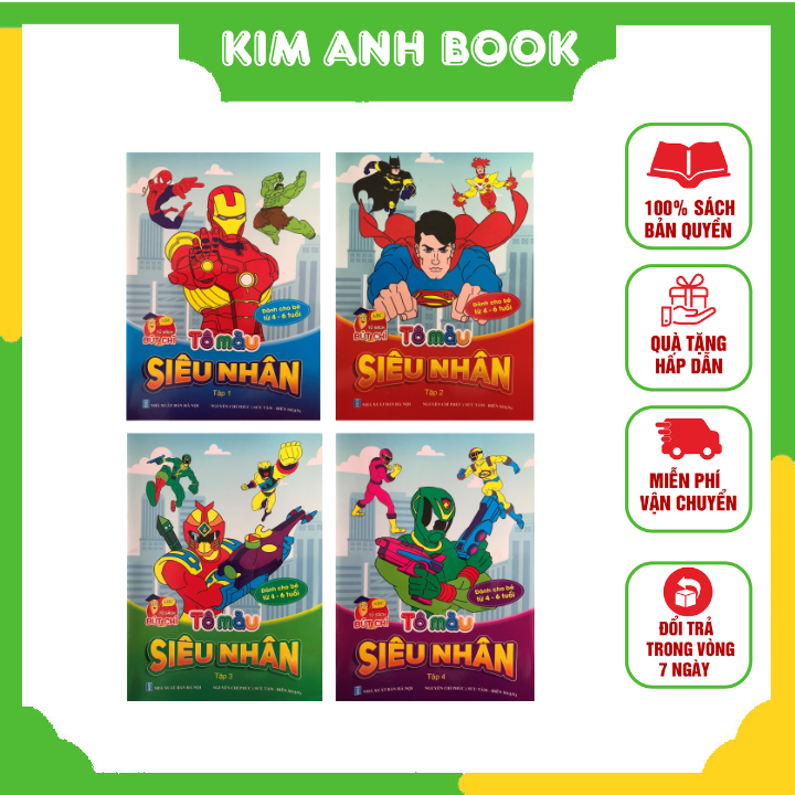 Tô Màu Siêu Nhân Tập 1,2,3,4 - Bộ 4 Cuốn