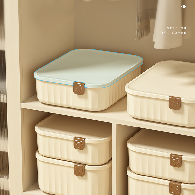 Storage box Plastic storage box Bedroom wardrobe storage box Storage box with cover Compartment storage box Underwear storage box Multifunctional finishing box