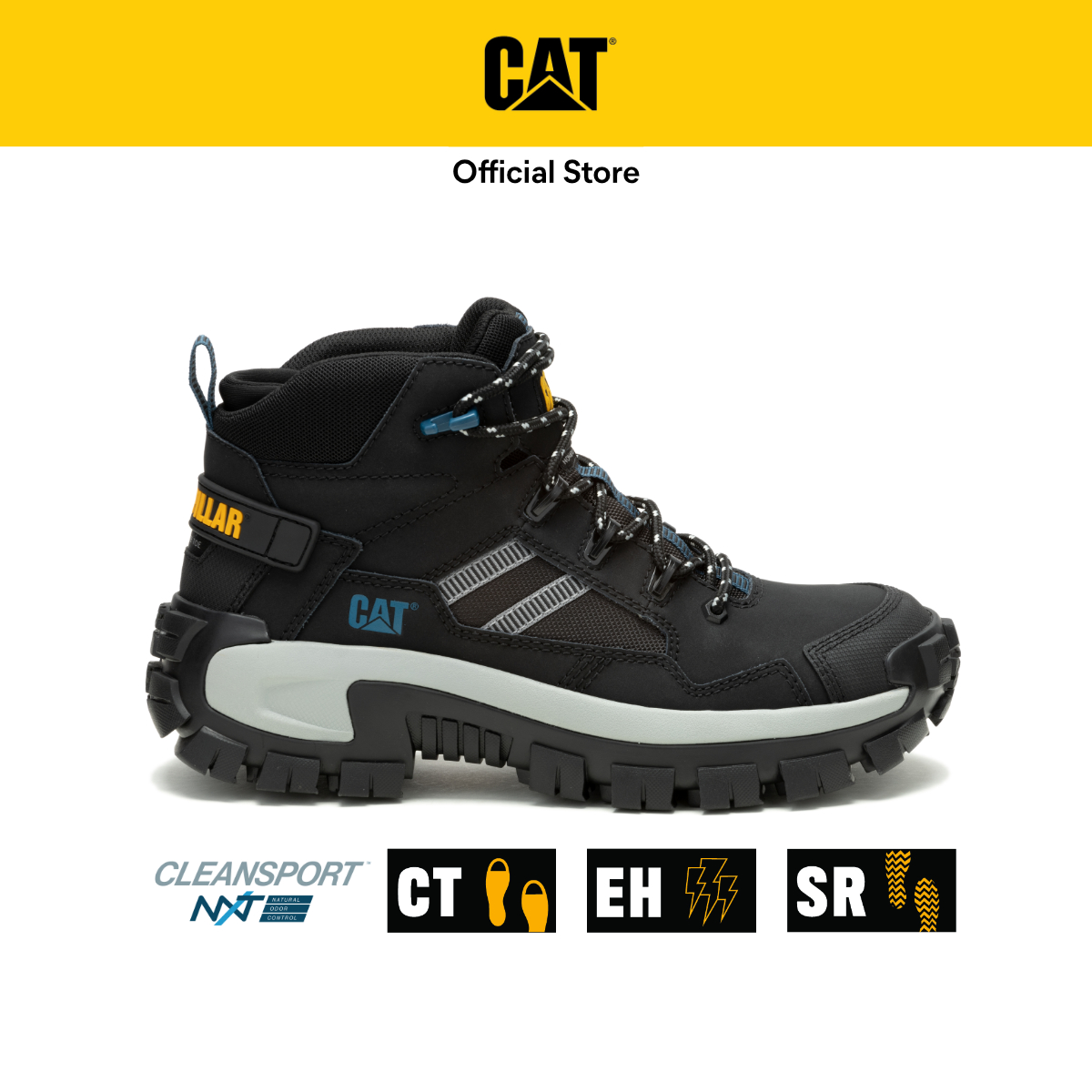 Caterpillar Men's Invader Mid Vent Composite Toe Work Shoe Black (P91664) Safety Shoe
