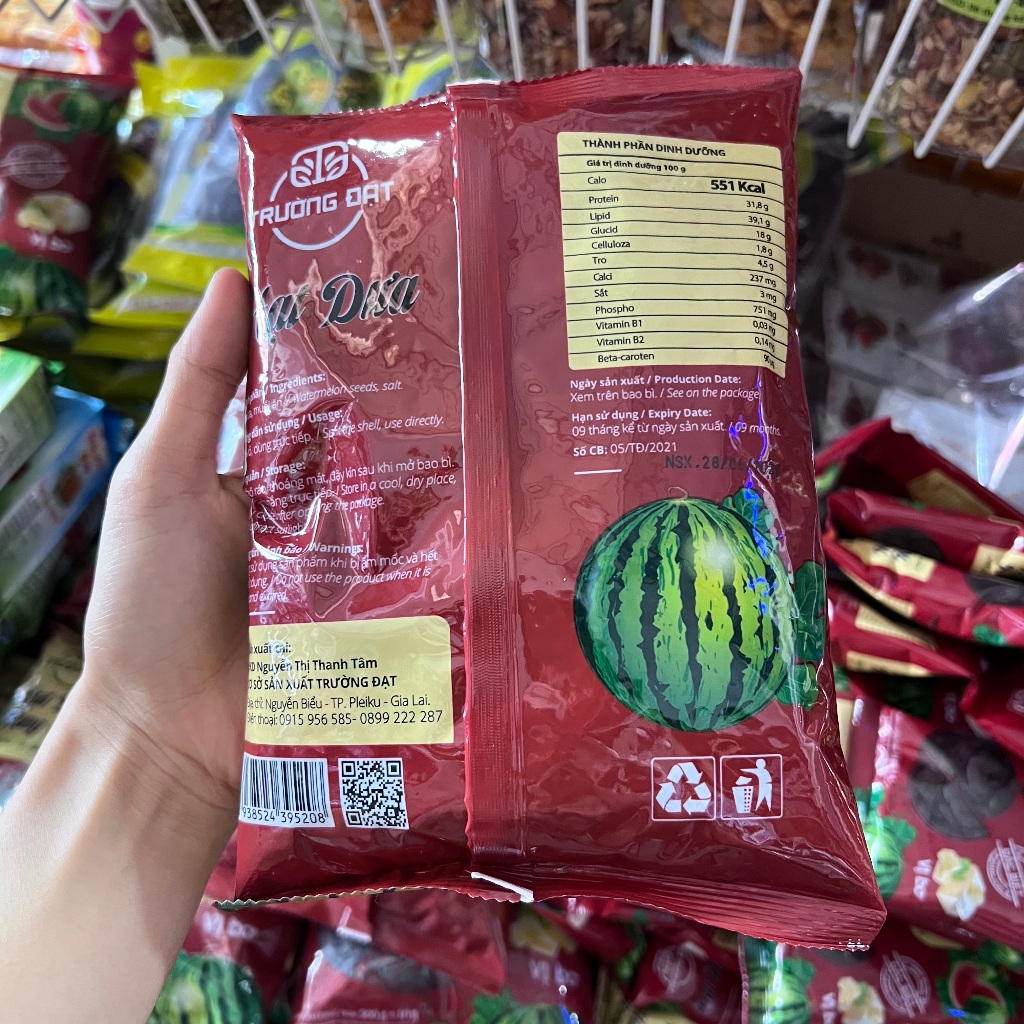 (500GR)  Hạt dưa rang củi sạch TRƯỜNG ĐẠT loại ngon đặc biệt túi đỏ