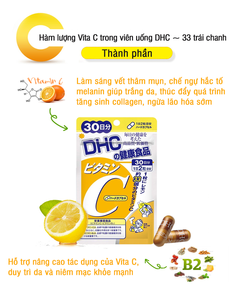 Viên uống DHC Vitamin C Hard Capsule 30 Ngày