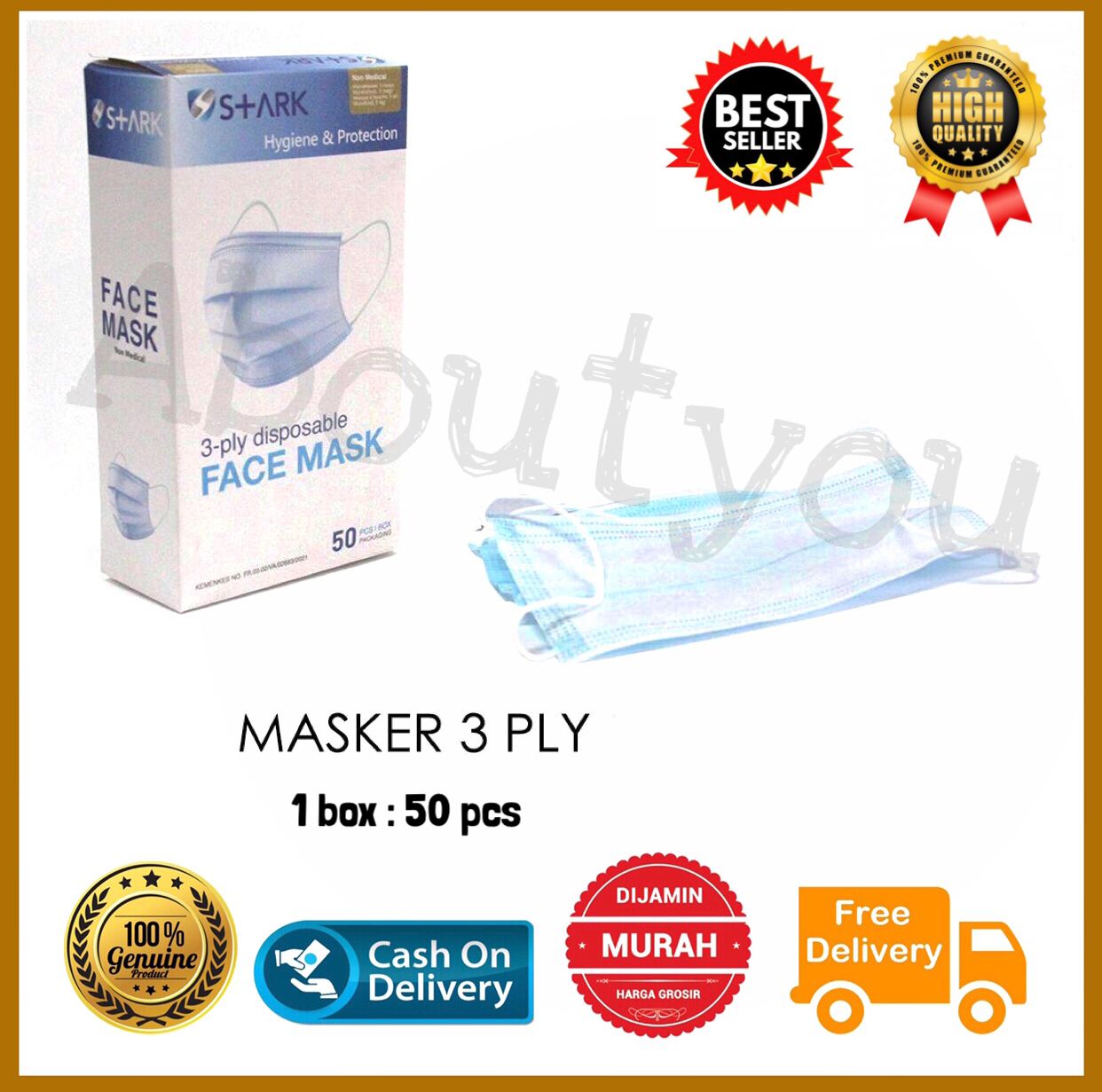 MASKER 3 Ply Medis EARLOOP Surgical Mask 1 BOX Isi 50 Pcs Disposable ...