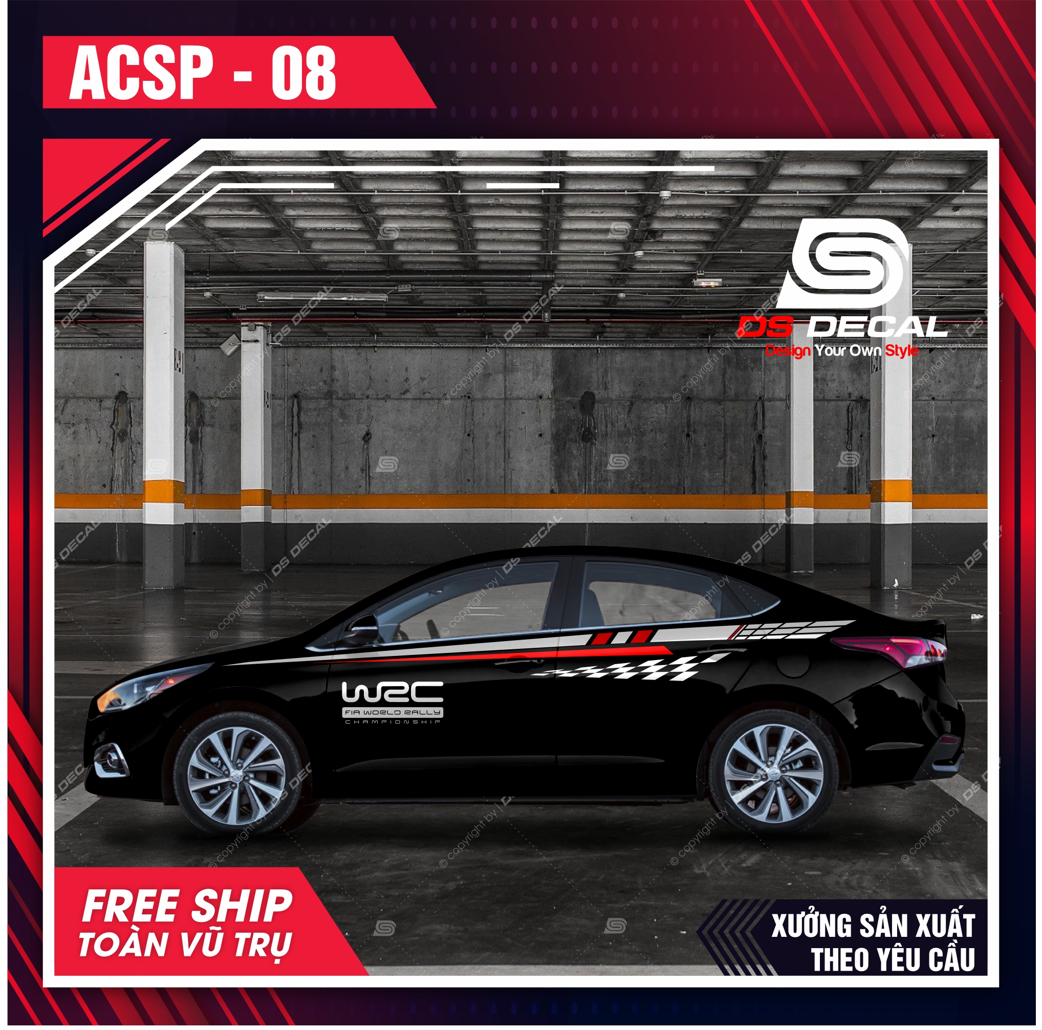 TOP 8 tem dán xe Hyundai Accent, decal dán sườn xe DS Decal