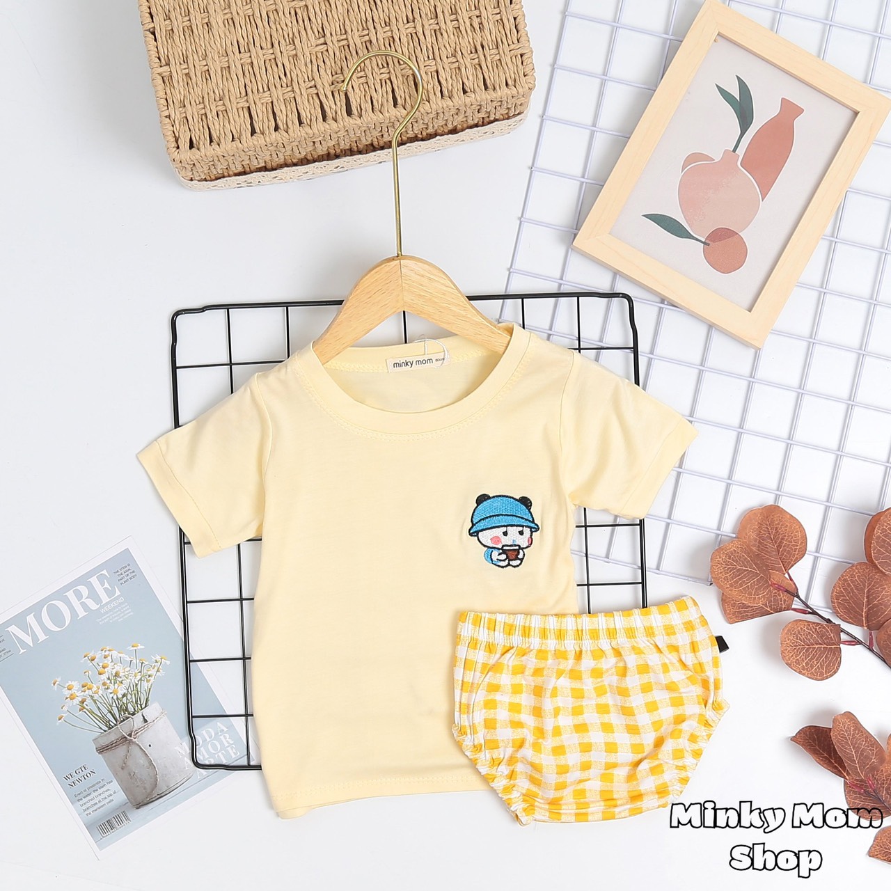 Bộ Thun Lạnh Quần Chip Cộc Tay Hàng Chuẩn Hoạ Tiết Dể Thương Cho Bé Gái Bé Trai Đủ Màu