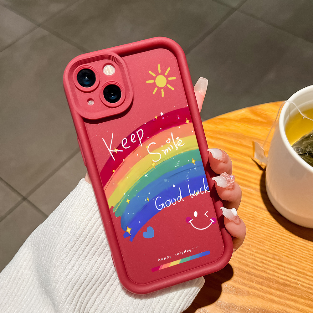 ZCSIBORUI for Redmi 13 Xiaomi Poco M6 4G Back Cover Colorful Rainbow Smile Face Pattern Soft Camera Protection Rubber Square Ladder Phone Case. 