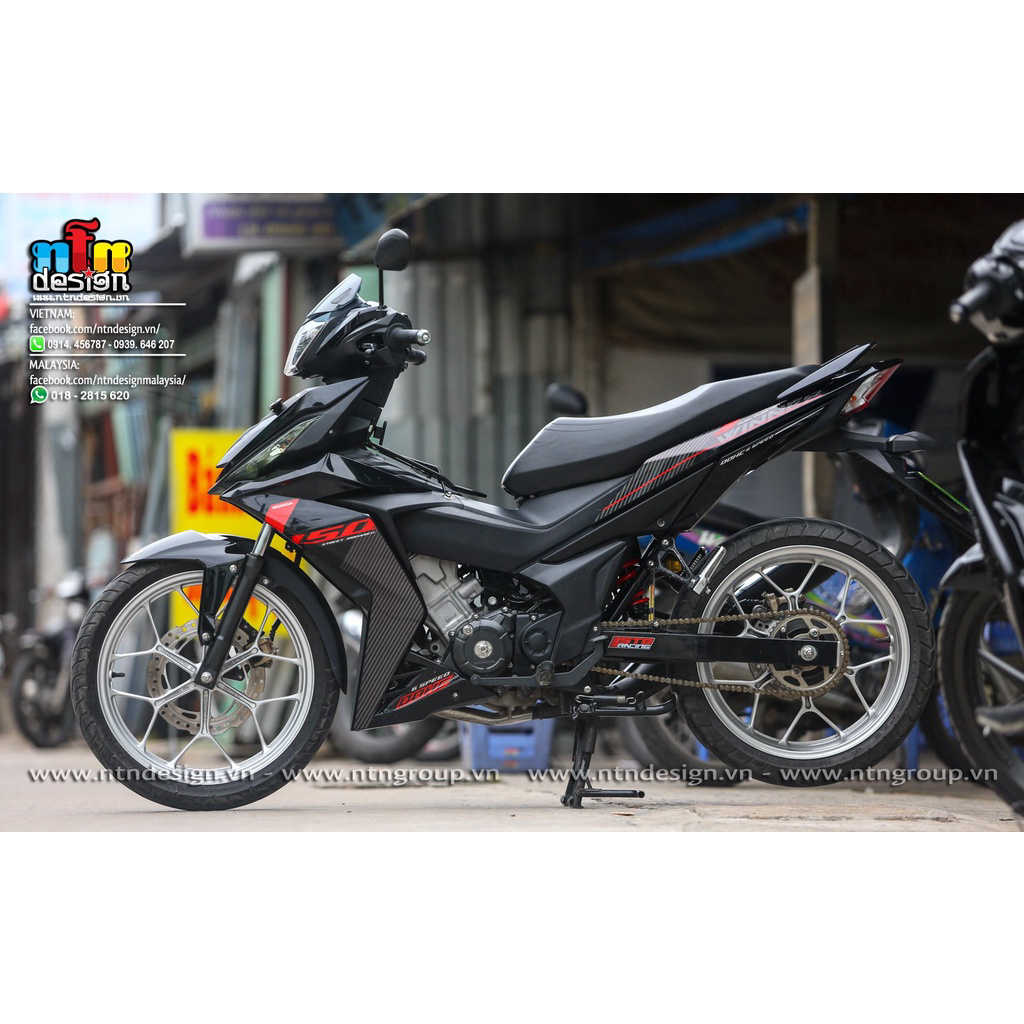 Tem Rời Dán Xe Winner V1 Mẫu Sọc Xám Đen Đỏ