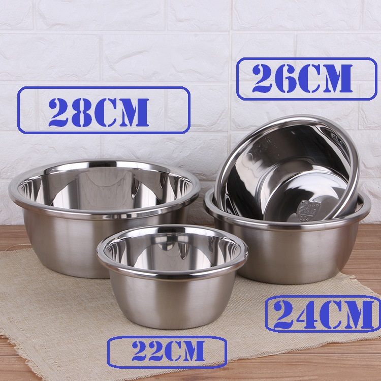[Thau Dày Dặn] Bộ 5 Thau INox Cao Cấp Đủ Size (20-22-24-26-28) Chất Lượng Cao - Luôn Sáng Bóng - Làm Sang Trọng Cho Căn Bếp Của Bạn - thau inox - thau trộn salad