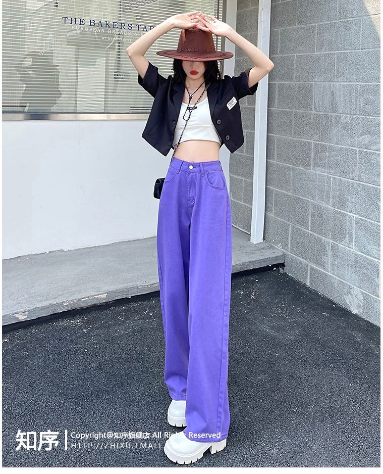 [HCM]QUẦN JEAN NỮ LƯNG CAO ỐNG RỘNG TÍM ĐỘC LẠ ĐẸP