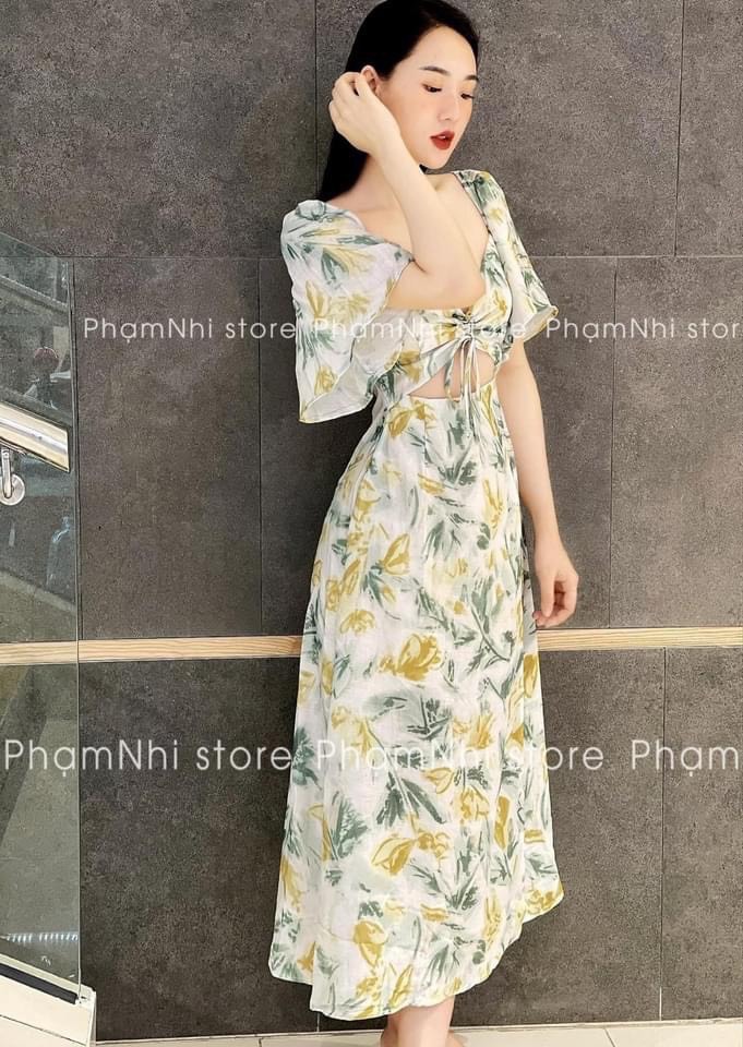 Váy cổ yếm hở lưng dáng dài Minh Hằng Zara Auth New Tag có sẵn 8429/432  8429432