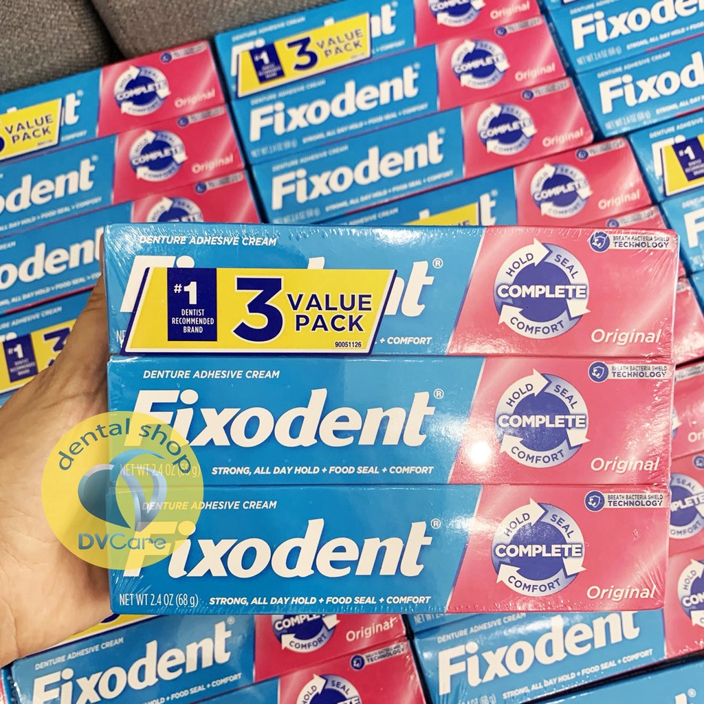 [Mẫu mới] Keo dán hàm răng giả hàm tháo lắp Fixodent Original 68g [dvcareshop]