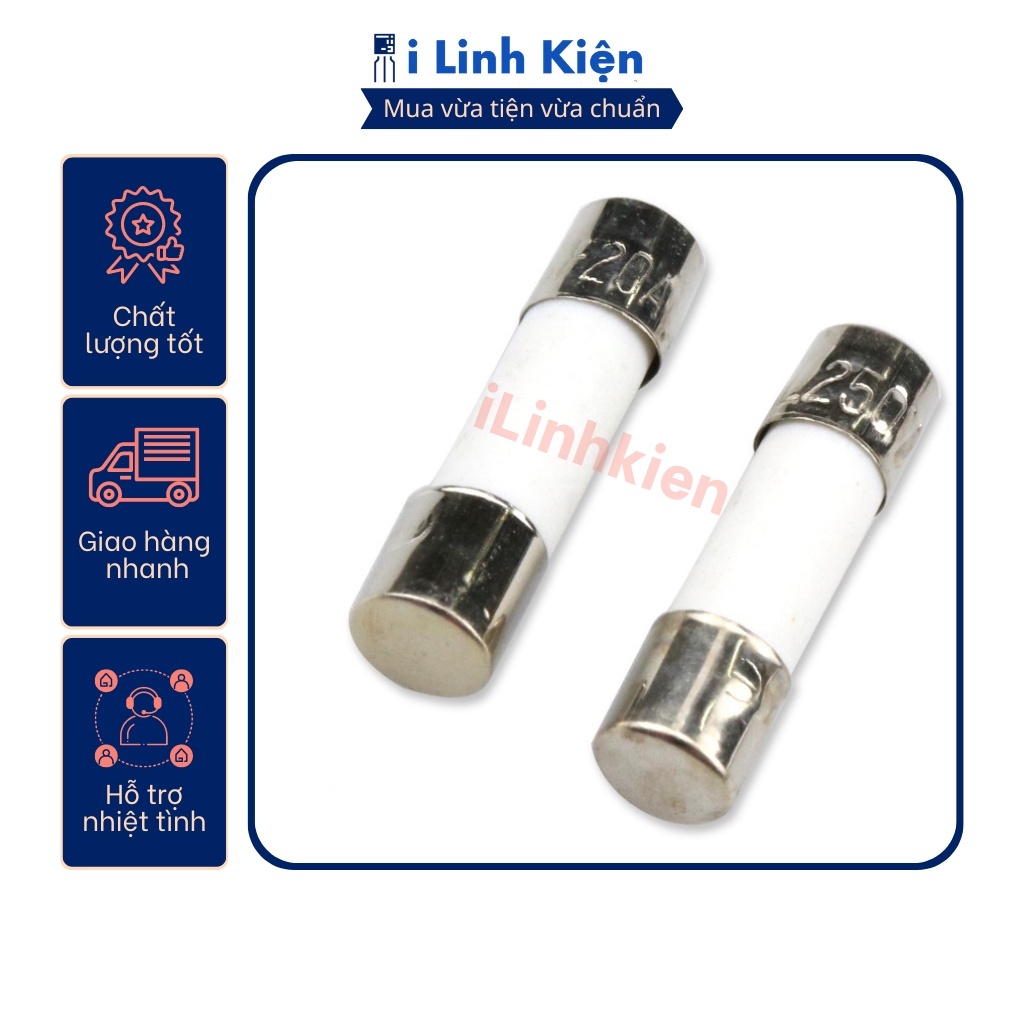 Cầu chì sứ 3A 5x20mm túi 10 con.