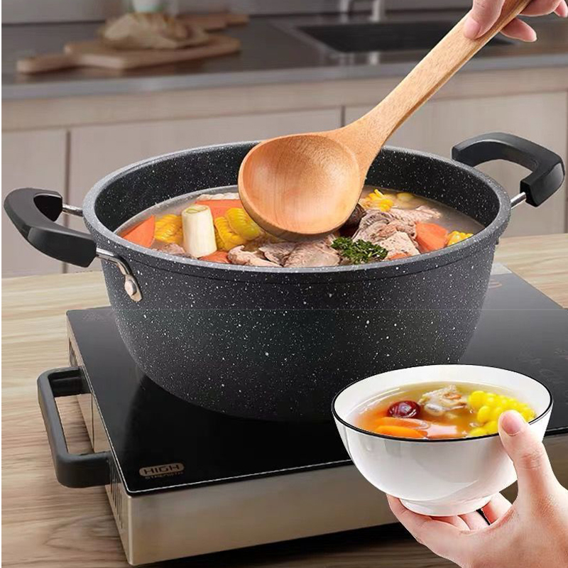 Wheat Rice Stone Soup Pot Non stick Pot Household Gas Induction Cooker Universal Double Ear Soup Pot Soup Pot Hot Pot