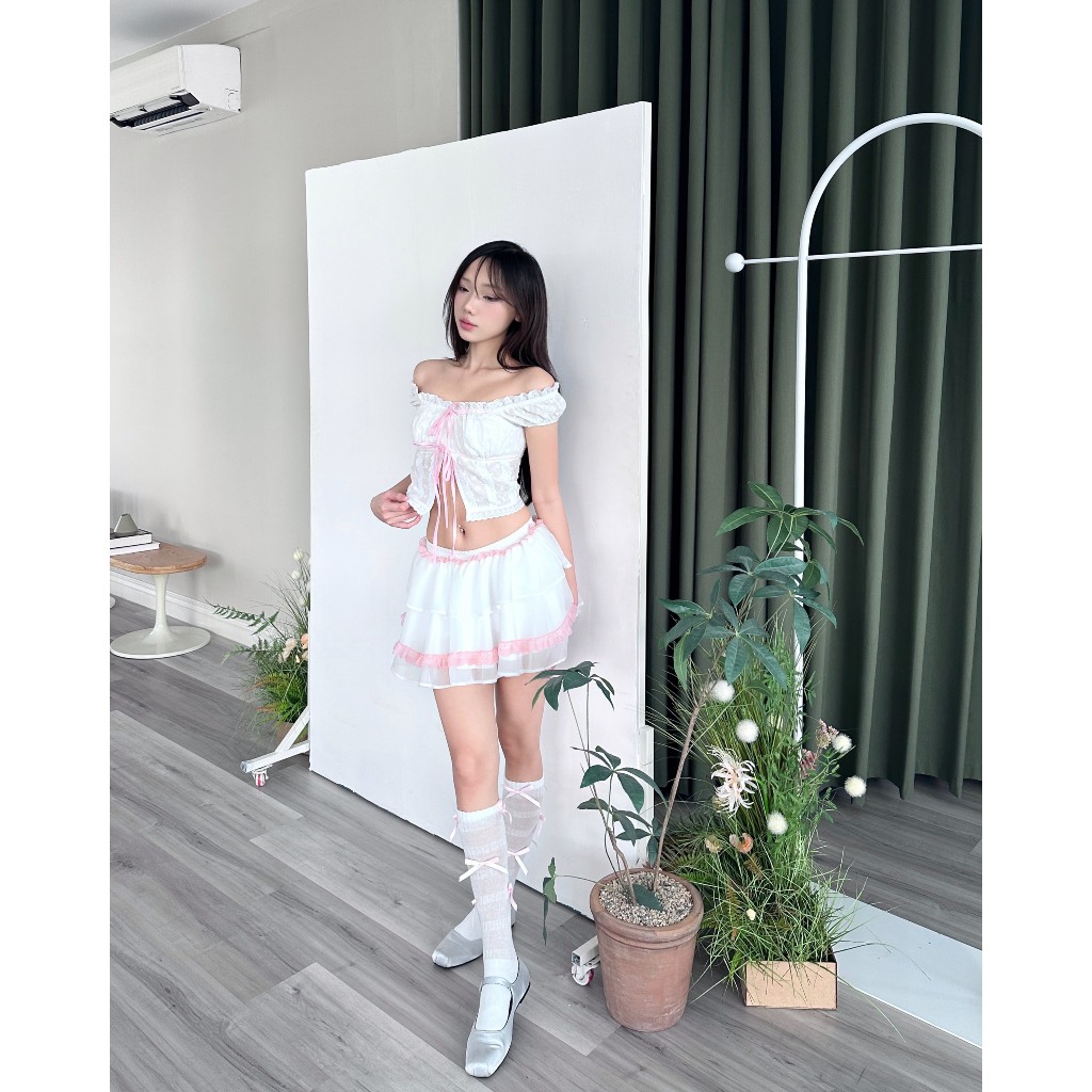 [VOUCHER 12%/149K] Chân váy xòe phối ren MONÁ - SELINA