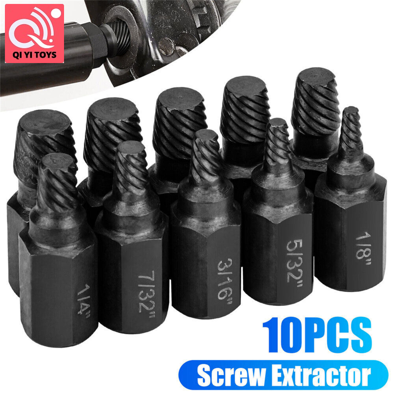 10 Pcs Screw Extractor Set, bolt extractor with Multi tooth, rust-proof High hardness bolt extractor kit for Damaged bolts, pipes and screws