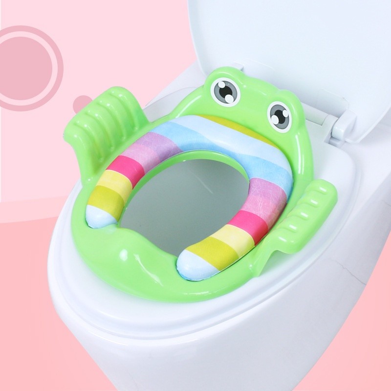 Bệ lót bồn cầu có tay vịn cho bé, miếng lót thu nhỏ bồn cầu cho trẻ em an toàn, tháo lắp dễ dàng tiện lợi