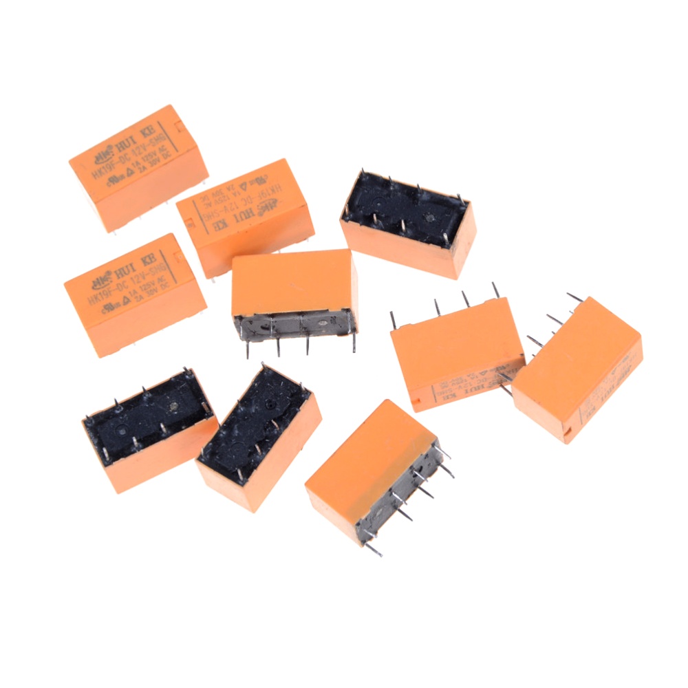 10Pcs hk19f-dc12v-shg dc 12v coil dpdt 8pin pcb realplay power relay. 